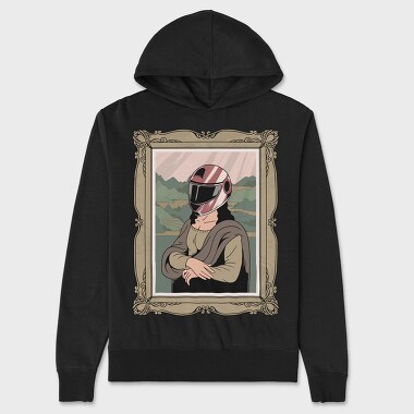 Helmeted Mona Lisa, Hanorac Oversize Barbati (Unisex)
