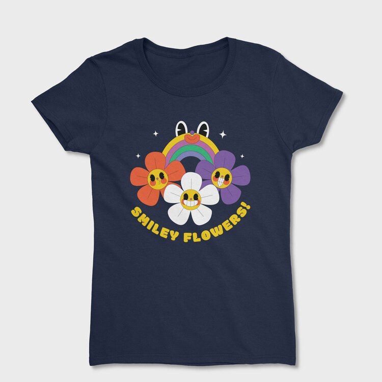 Flower Power Smiley, Tricou Femei