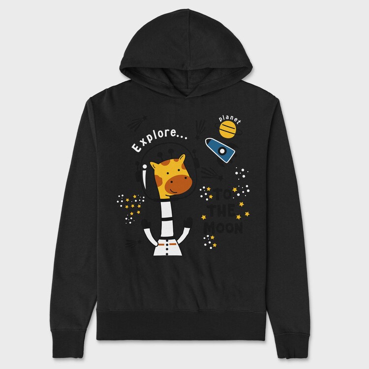 Giraffe Galaxy Explorer, Hanorac Oversize Barbati (Unisex)