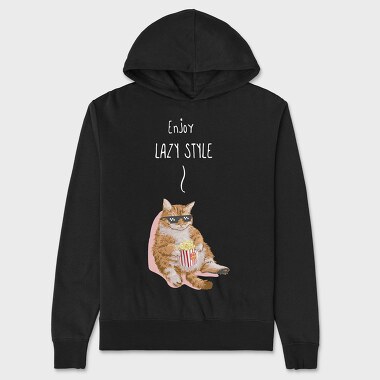 Lazy Cat Vibes, Hanorac Oversize Barbati (Unisex)