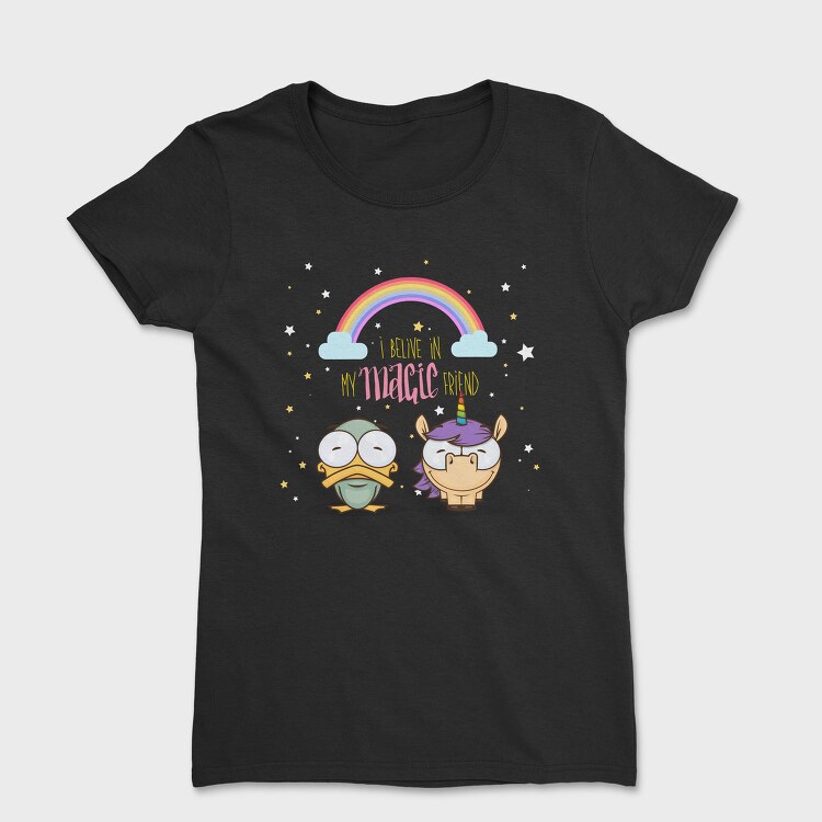 Rainbow Unicorn Duo, Tricou Femei