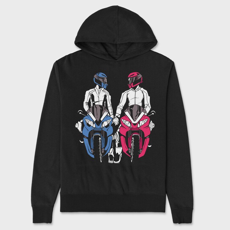 Motorcycle Duo, Hanorac Oversize Barbati (Unisex)