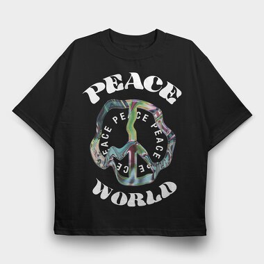 Peace World Vibes, Tricou Oversize Barbati (Unisex)