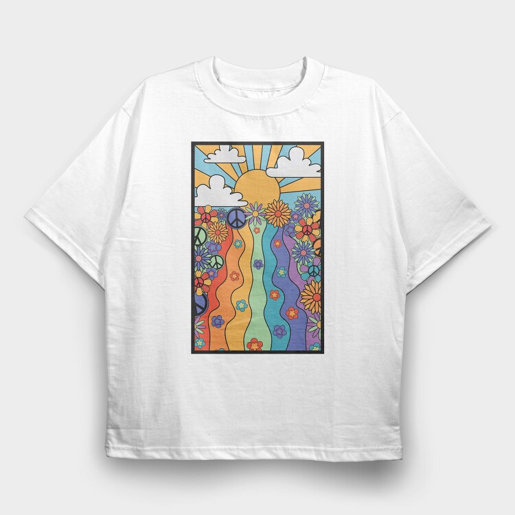 Peaceful Vibes Floral, Tricou Oversize Barbati (Unisex)