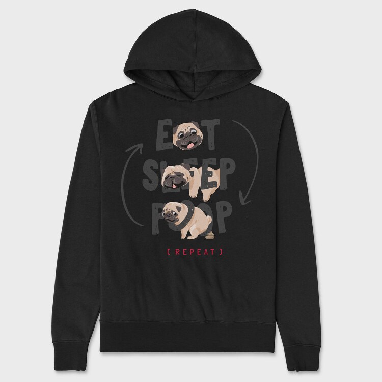 Pug Life Cycle, Hanorac Oversize Barbati (Unisex)