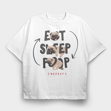 Pug Life Cycle, Tricou Oversize Barbati (Unisex)