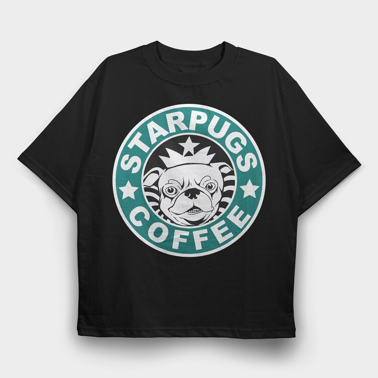 Pug Prince Coffee, Tricou Oversize Barbati (Unisex)