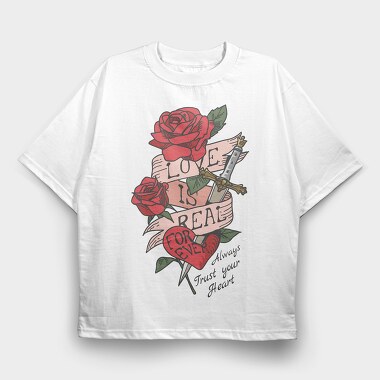 Rose Love Dagger, Tricou Oversize Barbati (Unisex)