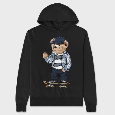 Skateboarding Teddy Bear, Hanorac Oversize Barbati (Unisex)