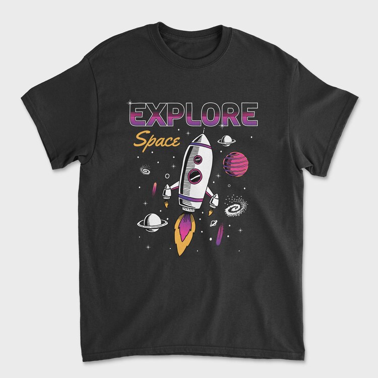 Space Explorer Rocket Ship, Tricou Barbati (Unisex)