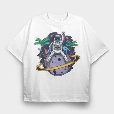 Space Palm Astronaut, Tricou Oversize Barbati (Unisex)