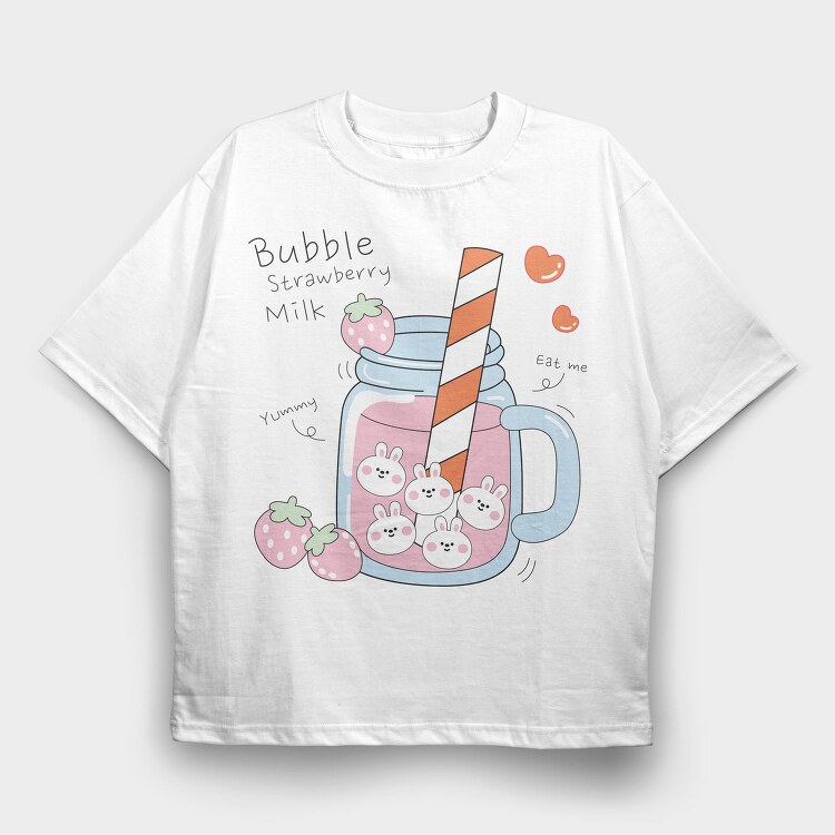 Strawberry Bunny Juice, Tricou Oversize Barbati (Unisex)