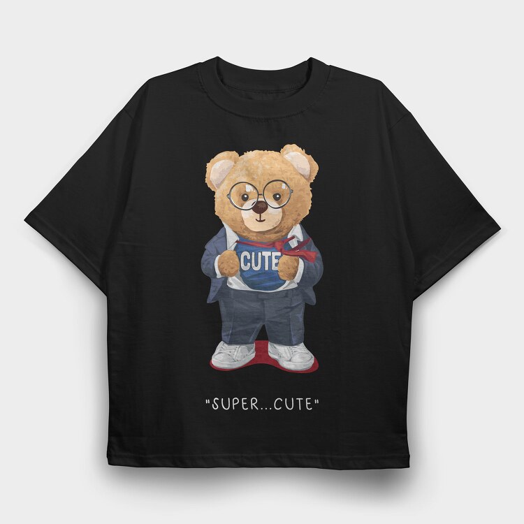 Teddy Hipster Vibes, Tricou Oversize Barbati (Unisex)