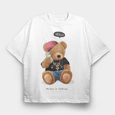 Teddy Streetwear Vibes, Tricou Oversize Barbati (Unisex)