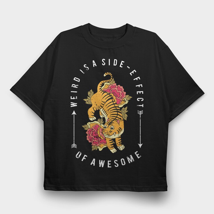 Tiger Rose Weirdness, Tricou Oversize Barbati (Unisex)