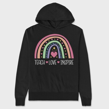 Teach Love Inspire Rainbow, Hanorac Oversize Barbati (Unisex)