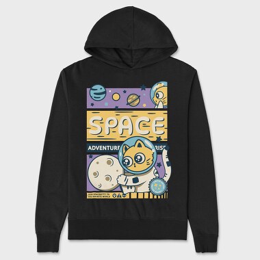 Space Adventure Cat, Hanorac Oversize Barbati (Unisex)