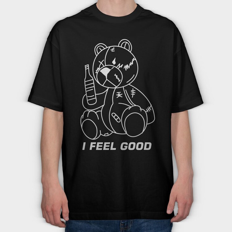 Drunk Teddy Vibes, Tricou Oversize Barbati (Unisex)