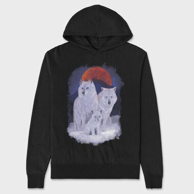 Wolf Family Moon, Hanorac Oversize Barbati (Unisex)