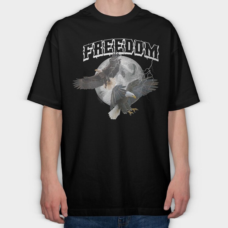 Eagle Moon Freedom, Tricou Oversize Barbati (Unisex)