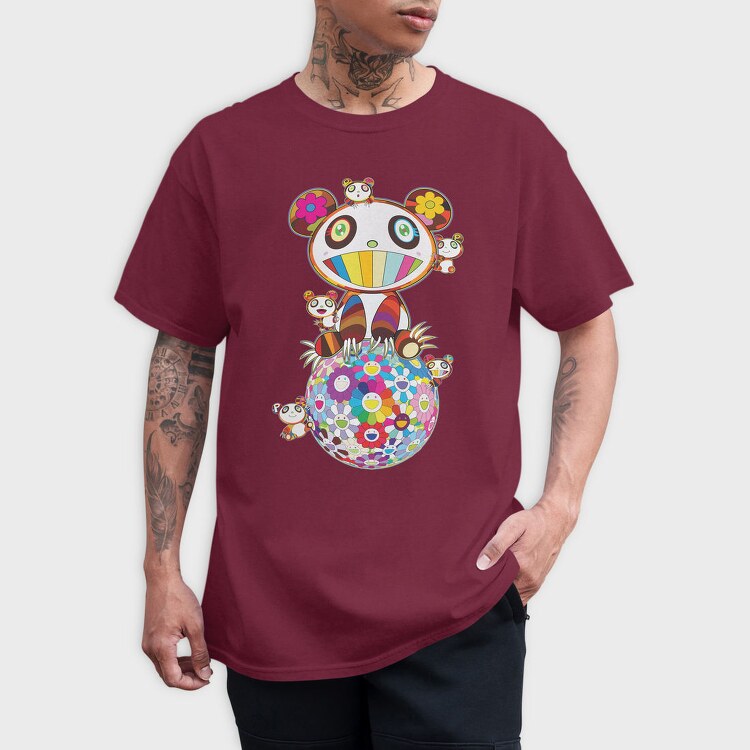 Panda Pop Art Blooms, Tricou Barbati (Unisex)