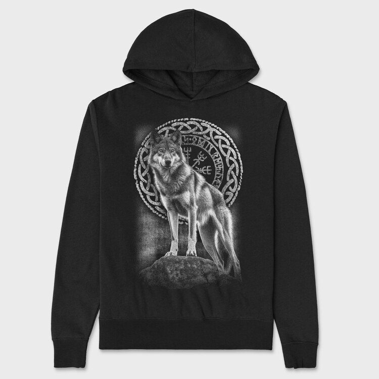 Wolf Rune, Hanorac Oversize Barbati (Unisex)