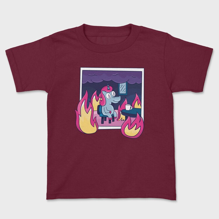 Tricou Copii, Unicorn in Fire