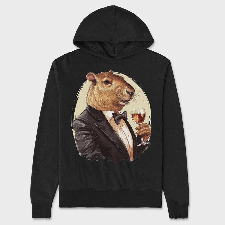 Capybara Drink, Hanorac Oversize Barbati (Unisex)