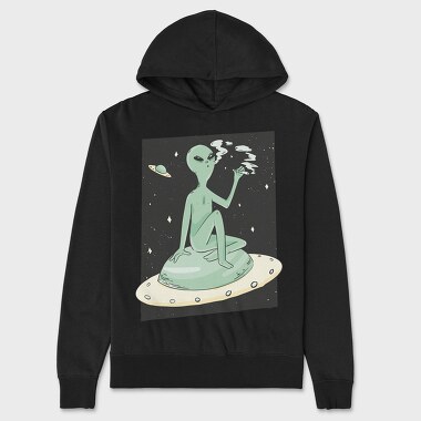 Marijuana Weed Alien, Hanorac Oversize Barbati (Unisex)