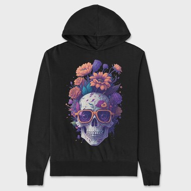 Skull Flowers Glasses, Hanorac Oversize Barbati (Unisex)