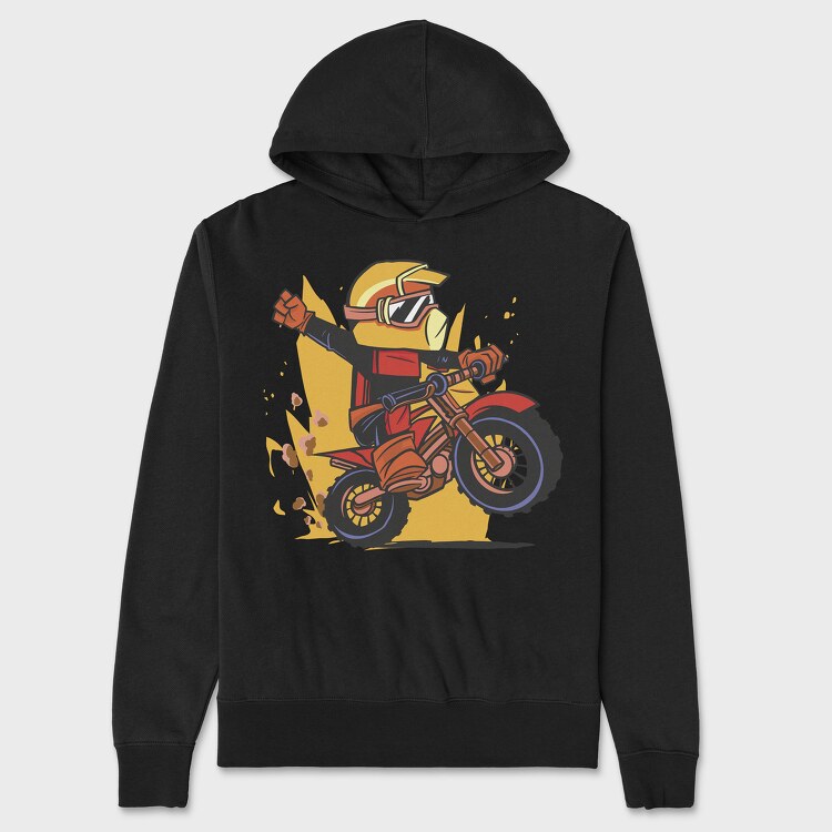 Dirt Bike Cartoon, Hanorac Oversize Barbati (Unisex)