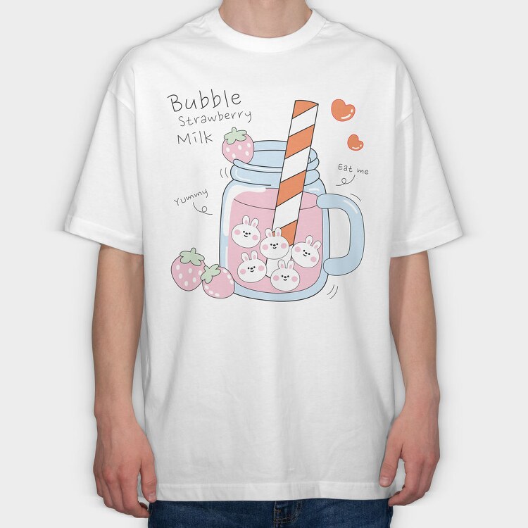 Strawberry Bunny Juice, Tricou Oversize Barbati (Unisex)