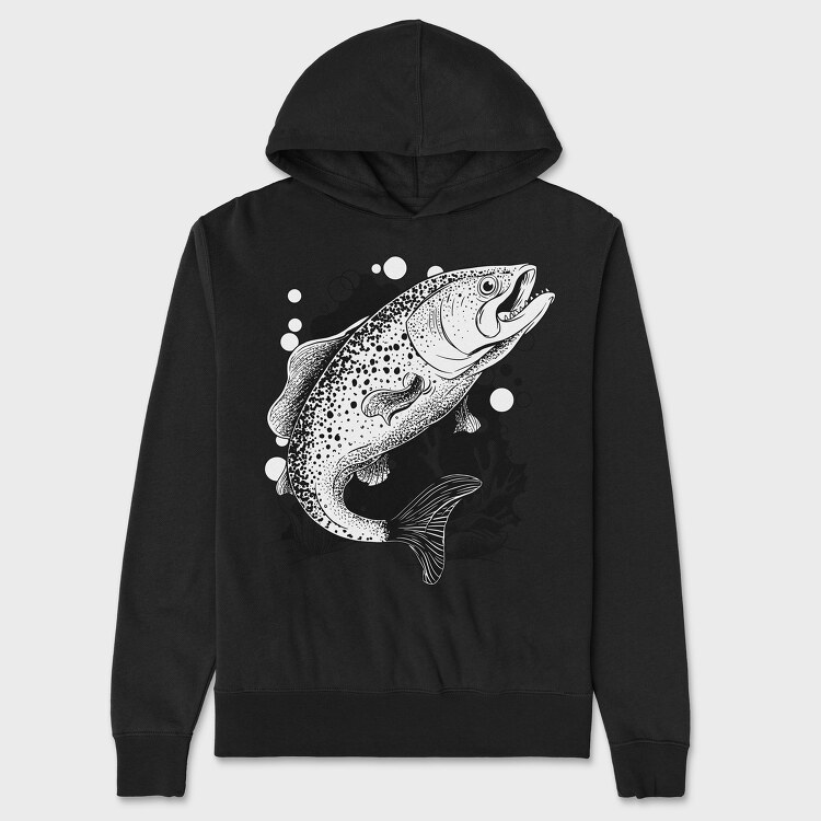 Fish Illustration, Hanorac Oversize Barbati (Unisex)