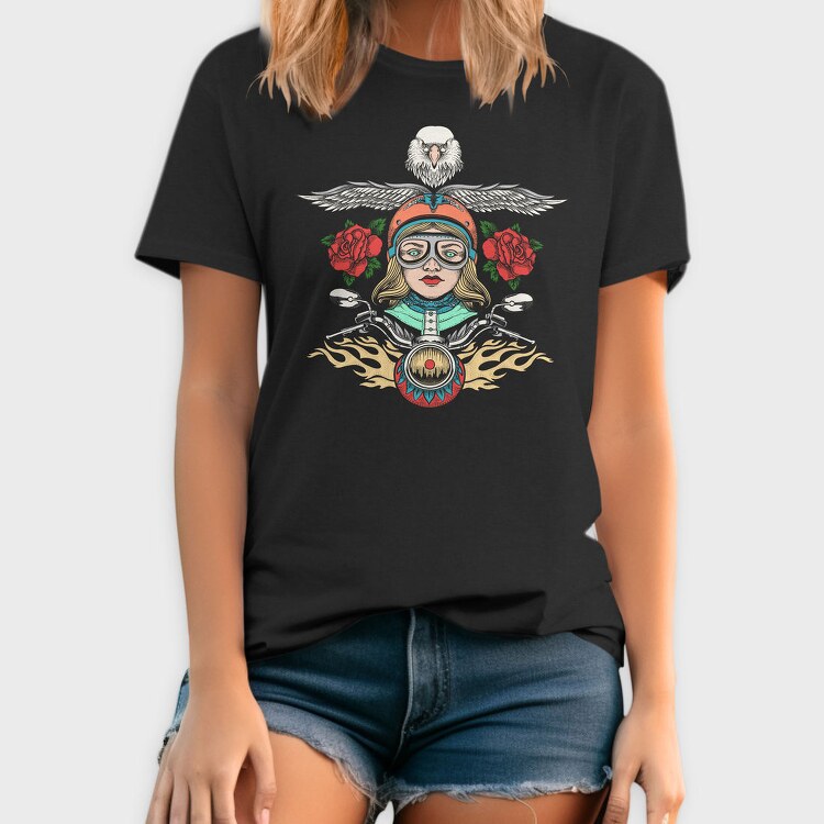 Biker Chick Rose, Tricou Barbati (Unisex)