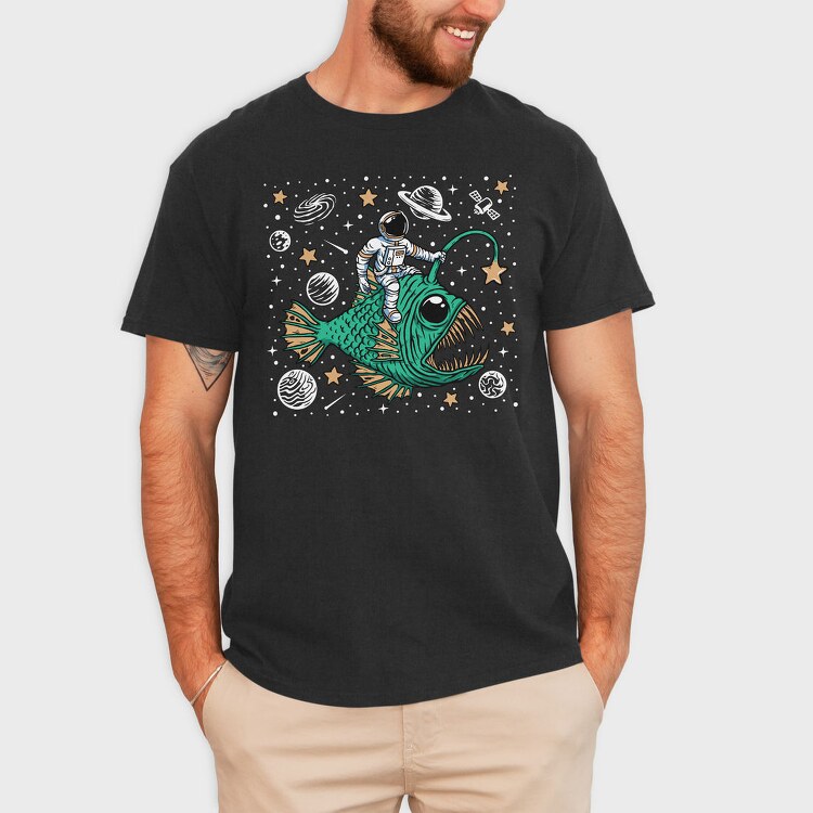 Astronaut Fish Space Ride, Tricou Barbati (Unisex)