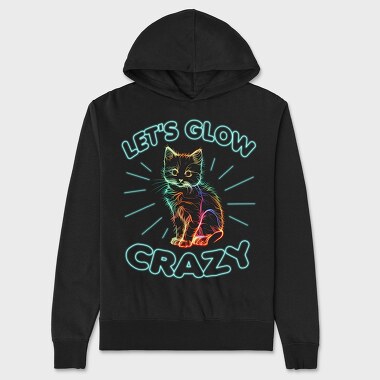 Lets Glow Crazy Cat, Hanorac Oversize Barbati (Unisex)