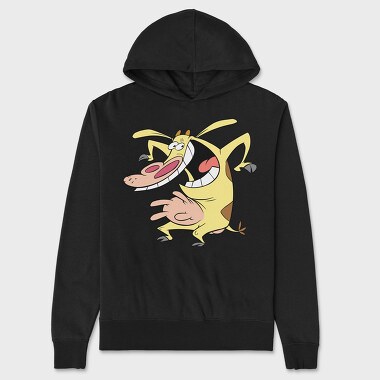 Cartoon Retro Cow and Chicken 3, Hanorac Oversize Barbati (Unisex)