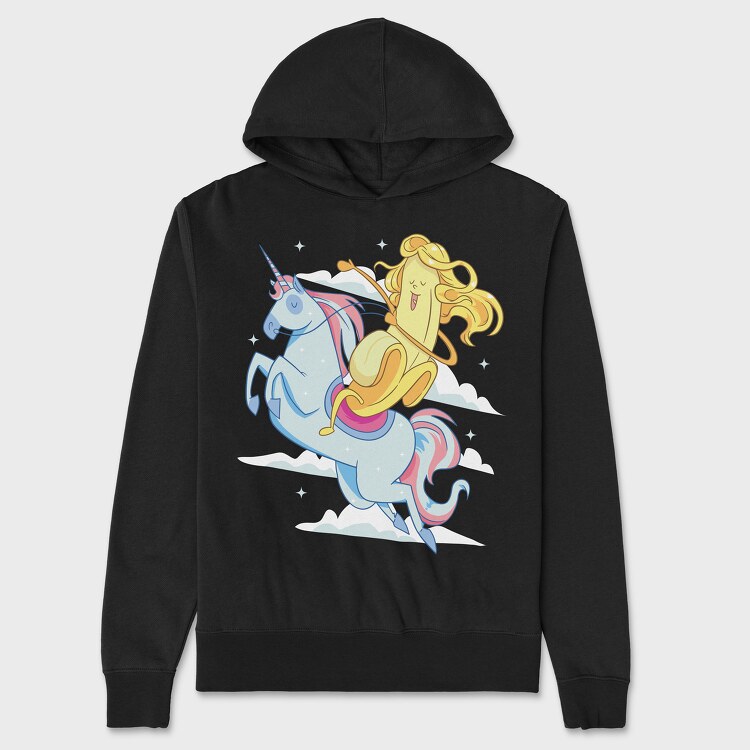 Banana Riding Unicorn, Hanorac Oversize Barbati (Unisex)