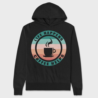 Life Happens Coffee Helps, Hanorac Oversize Barbati (Unisex)