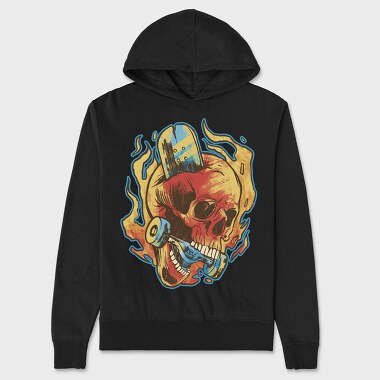 Skull Skater in Fire, Hanorac Oversize Barbati (Unisex)