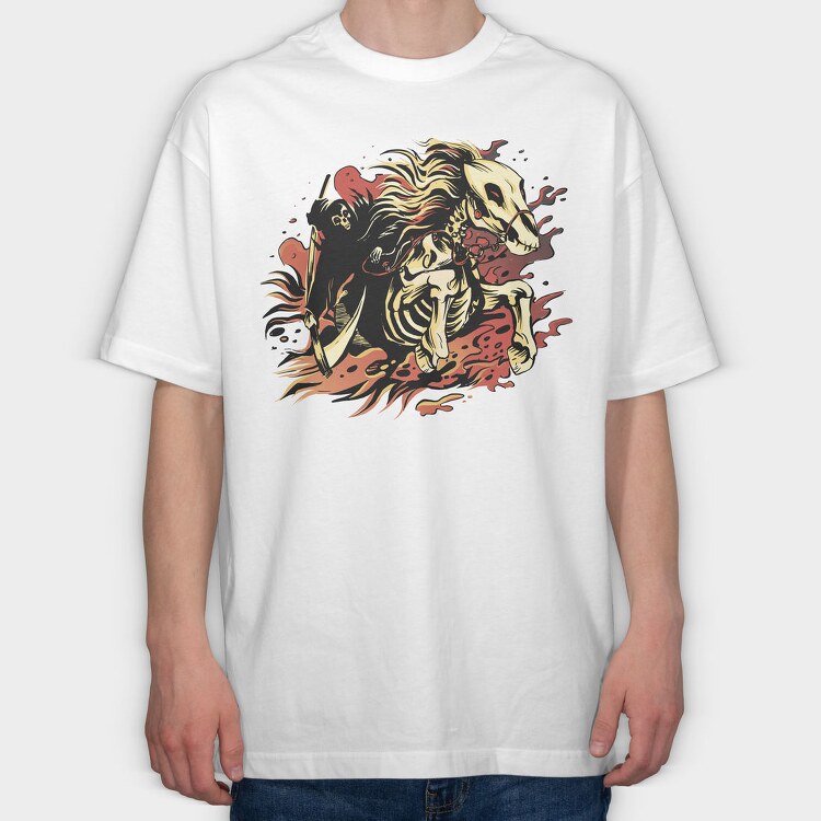 Skeleton Fire Dance, Tricou Oversize Barbati (Unisex)