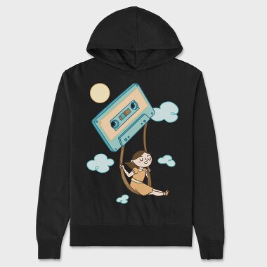 Girl Swinging on a Cassette Tape, Hanorac Oversize Barbati (Unisex)