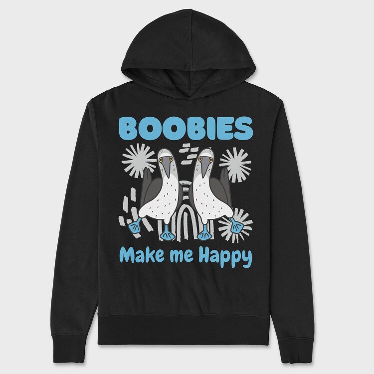 Boobies Make Me Happy, Hanorac Oversize Barbati (Unisex)