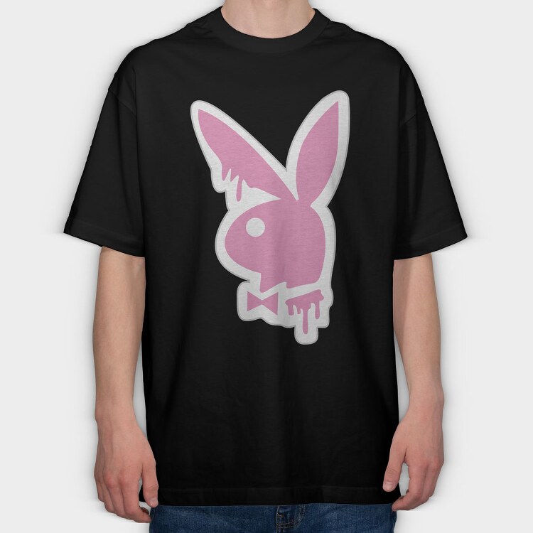 Pink Bunny Bowtie, Tricou Oversize Barbati (Unisex)