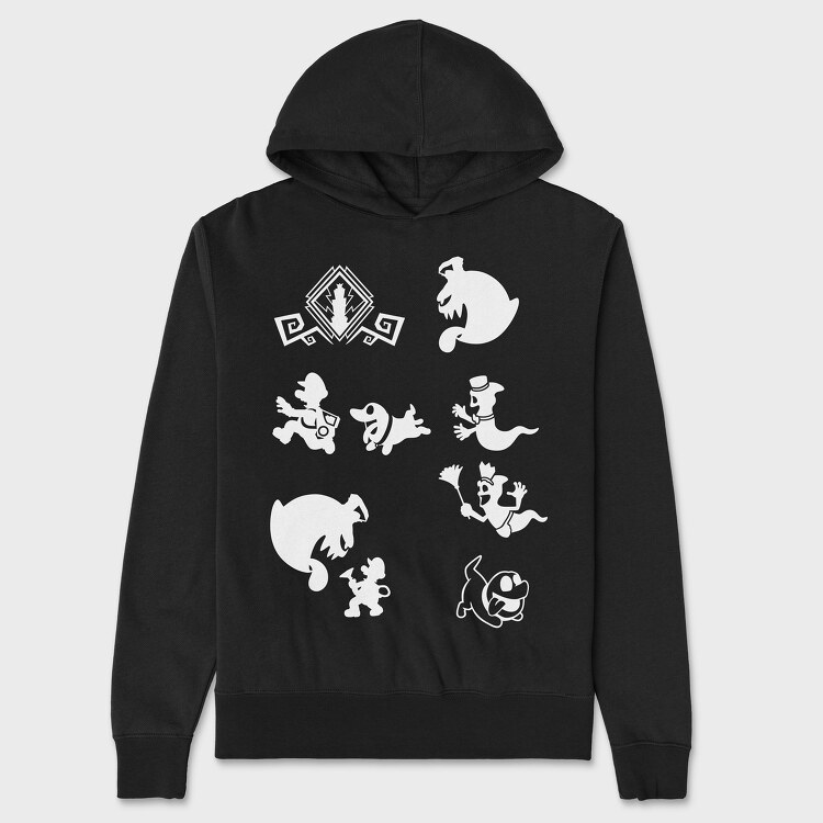 Luigis Mansion Stencil Silhouette, Hanorac Oversize Barbati (Unisex)