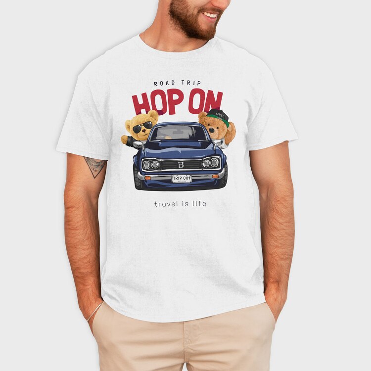 Teddy Bear Road Trip, Tricou Barbati (Unisex)