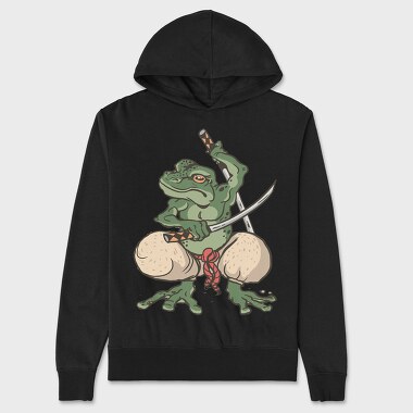 Samurai Frog Katana, Hanorac Oversize Barbati (Unisex)