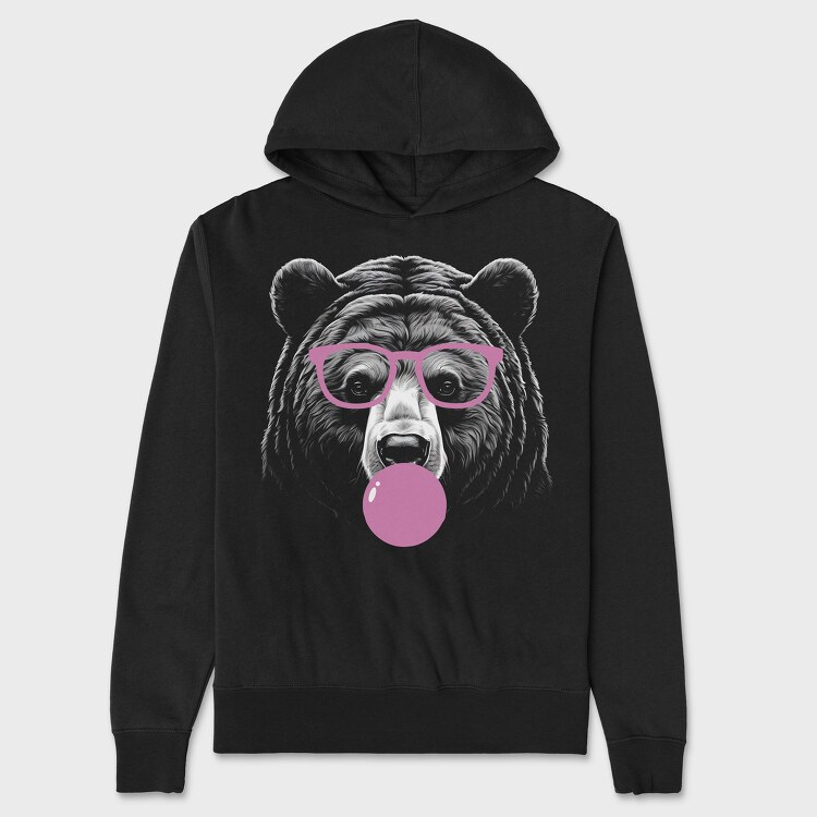 Bear Monochrome Bubblegum, Hanorac Oversize Barbati (Unisex)