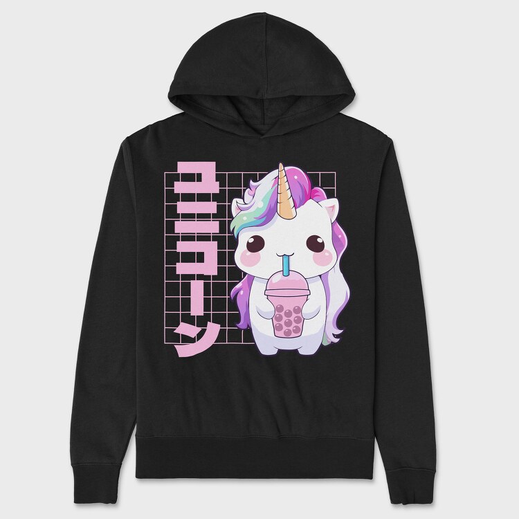 Unicorn Cute Boba Tea, Hanorac Oversize Barbati (Unisex)