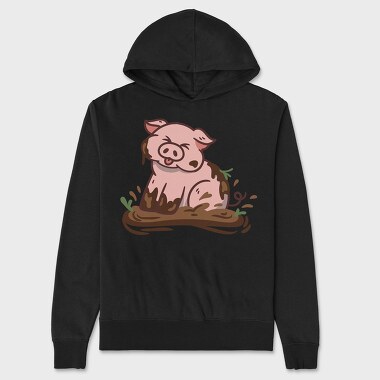 Cute Pig Mud, Hanorac Oversize Barbati (Unisex)